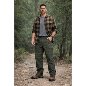 Old Navy Mens Straight Ripstop Cargo Pants Olive Green Elastic Waist Medium